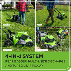 Greenworks blower 320 CFM with variable speed for quick cleanup.