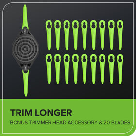 Greenworks brush cutter upgrade with 20 blades tackles thick brush.