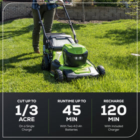 Greenworks brushless motor delivering quiet operation and longer life