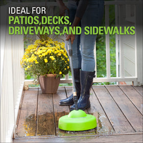GreenWorks compact design eleven-inch surface cleaner supports easy storage