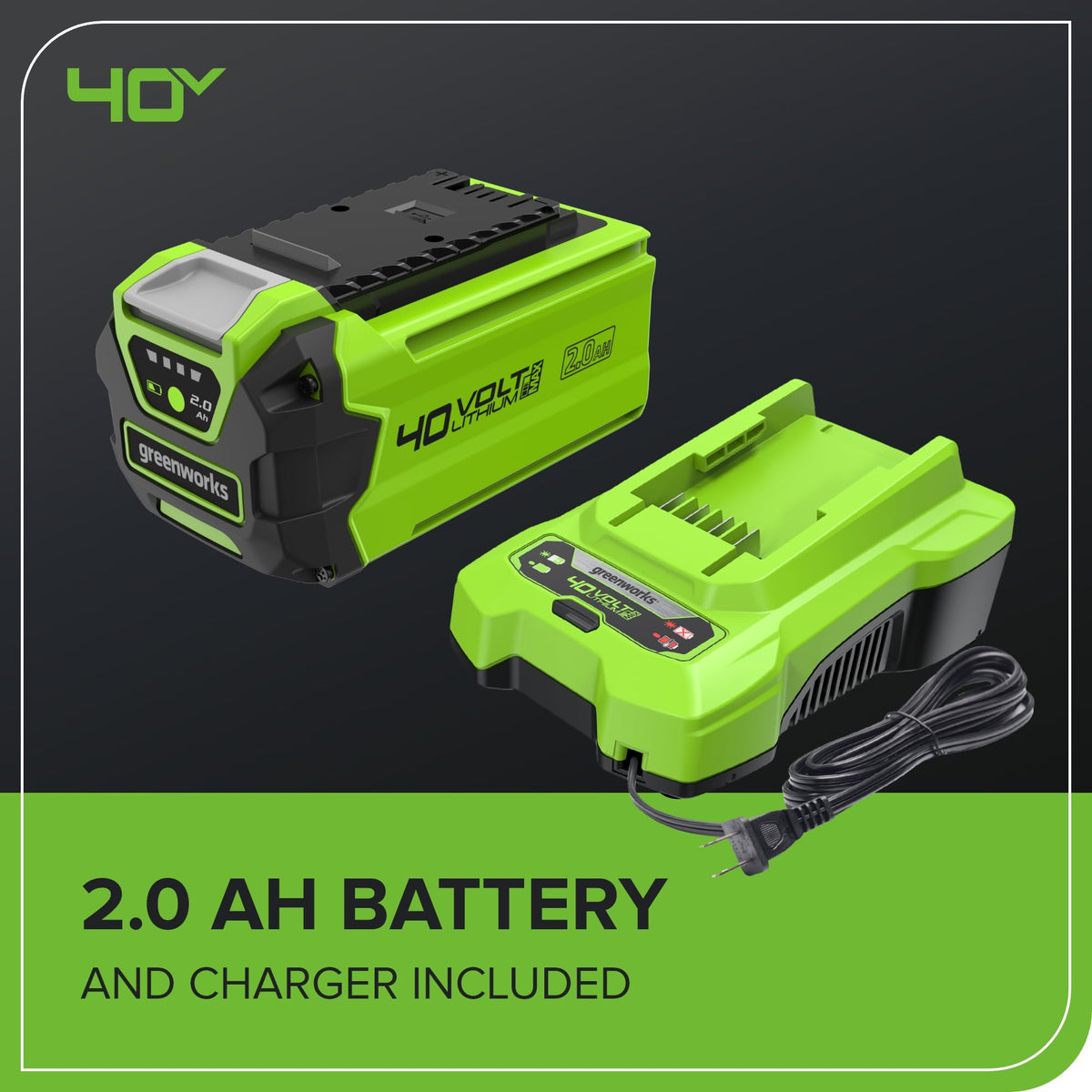 Greenworks ecosystem compatibility enables sharing the battery across mowers and more.