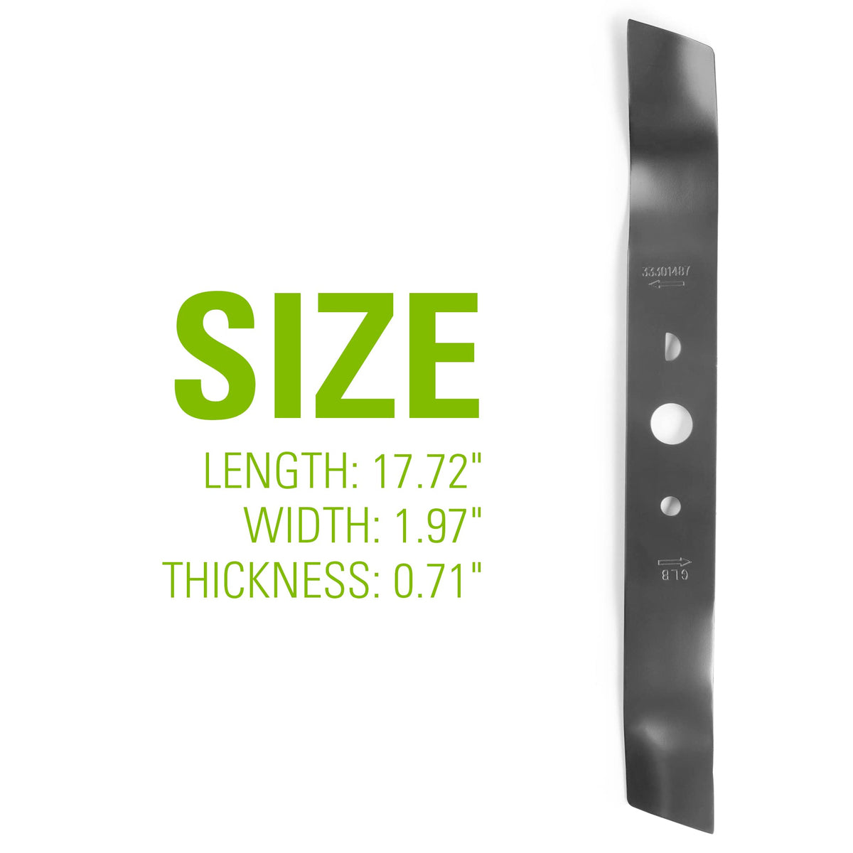 Forged one-piece steel GreenWorks blade for durability and long-lasting performance.