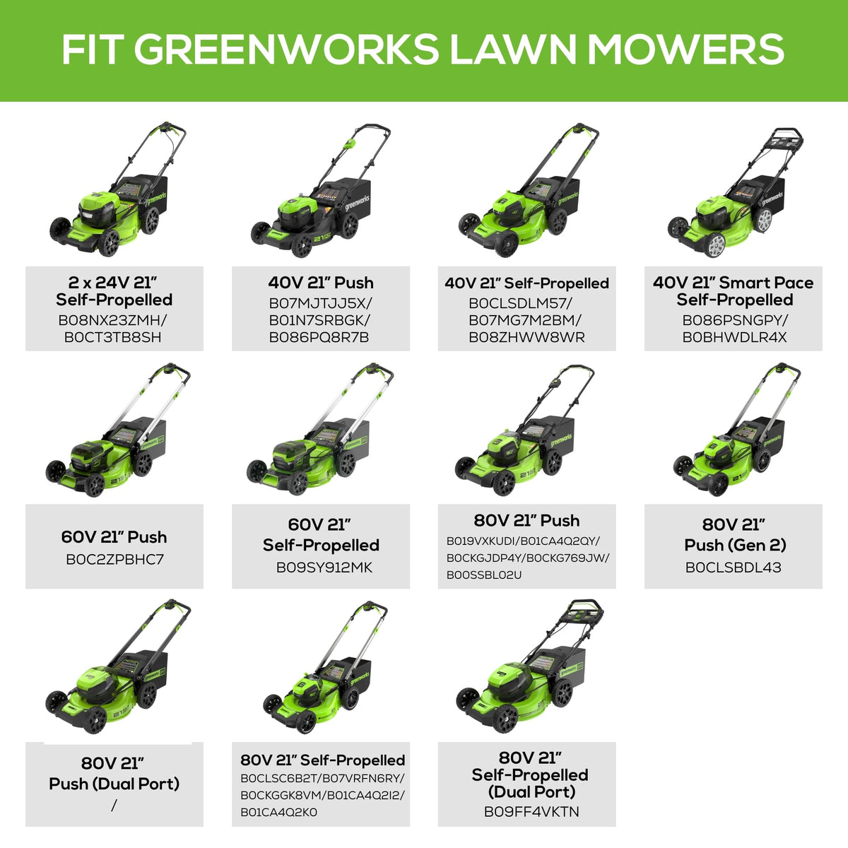Heat-treated steel GreenWorks blade for durability and long life.