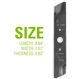 Heat-treated steel blades from Greenworks for sharp, durable mowing performance.