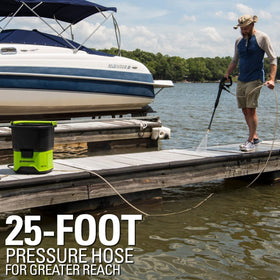 Greenworks hose attachment compatible with 2000 PSI washers for versatile jobs