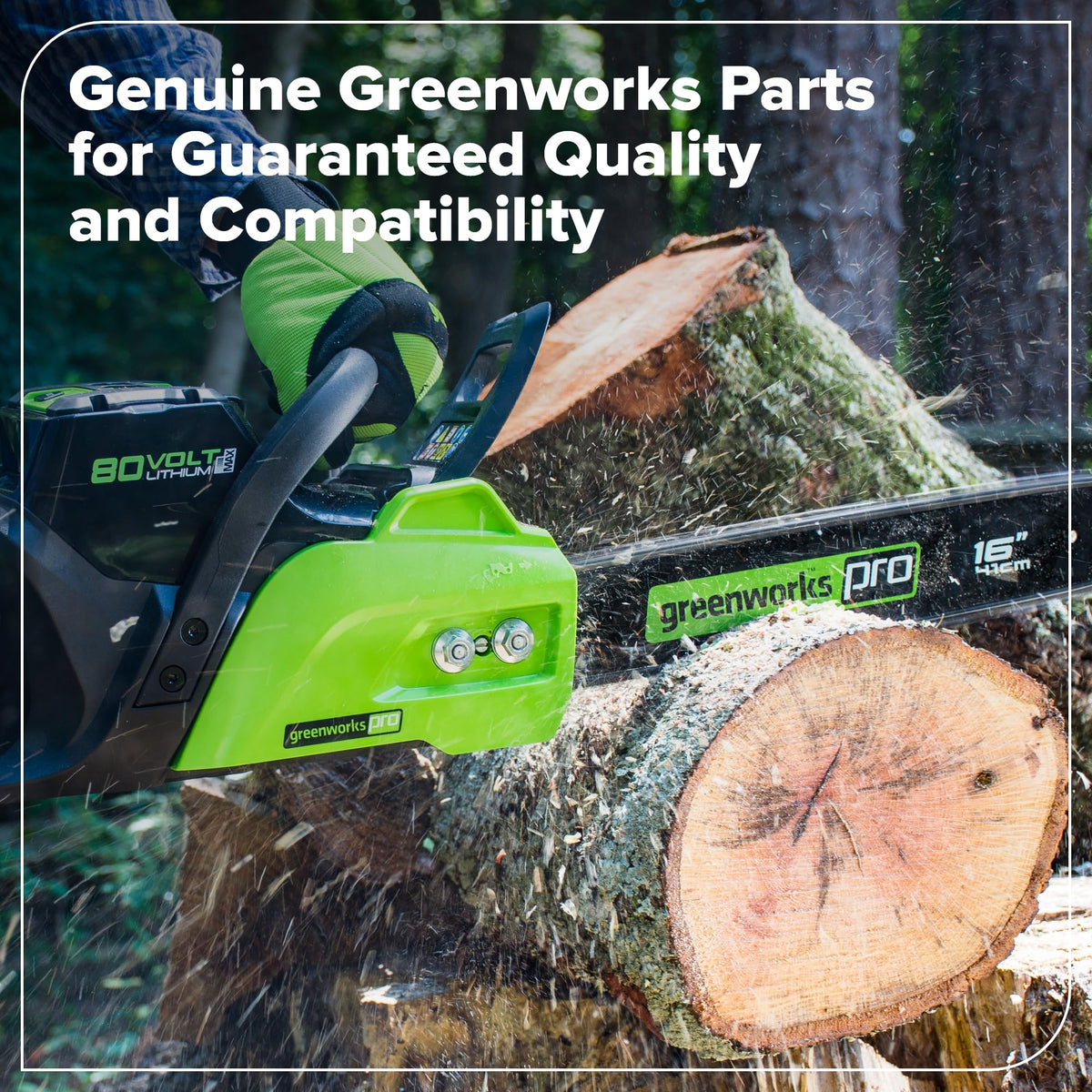 Greenworks low-kickback replacement chain for safer operation