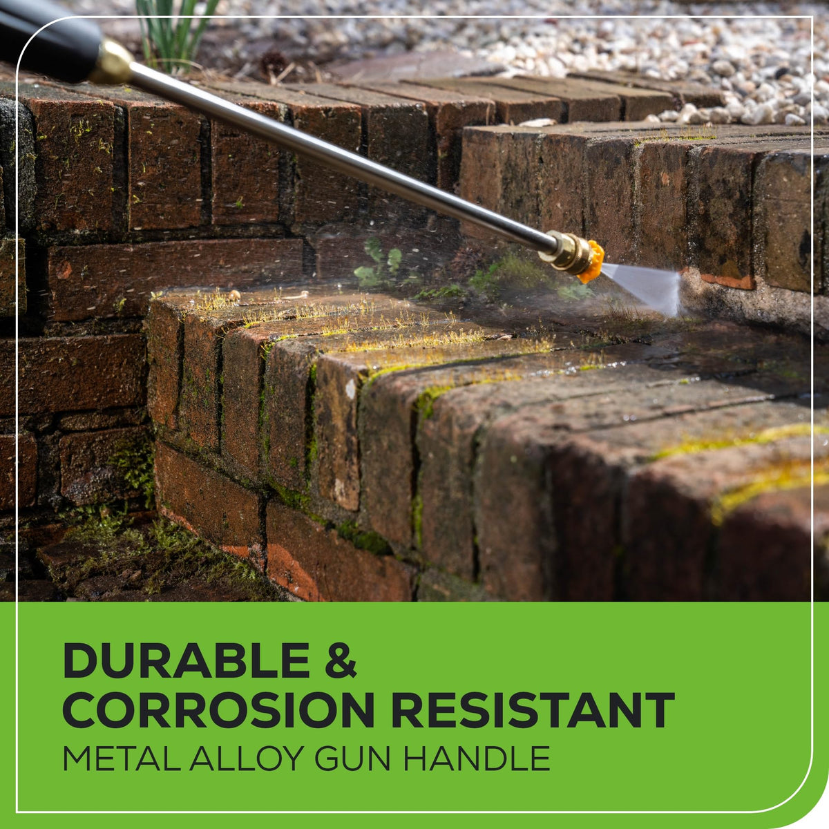 Greenworks M22 14mm high-pressure connection ensures a secure, reliable fit