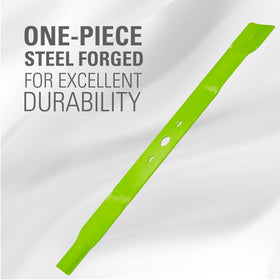 GreenWorks MO48L4210-D-compatible blade emphasizes safe clearance and proper fit.