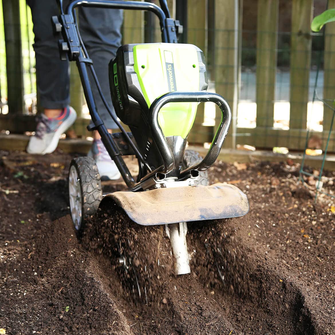 Greenworks Pro 80V includes battery and charger for cordless use.