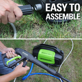 Greenworks quarter-inch quick-connect hose attachment enables fast tool setup