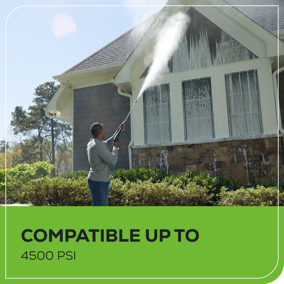 Greenworks quick-connect wand enabling fast nozzle changes for versatile cleaning