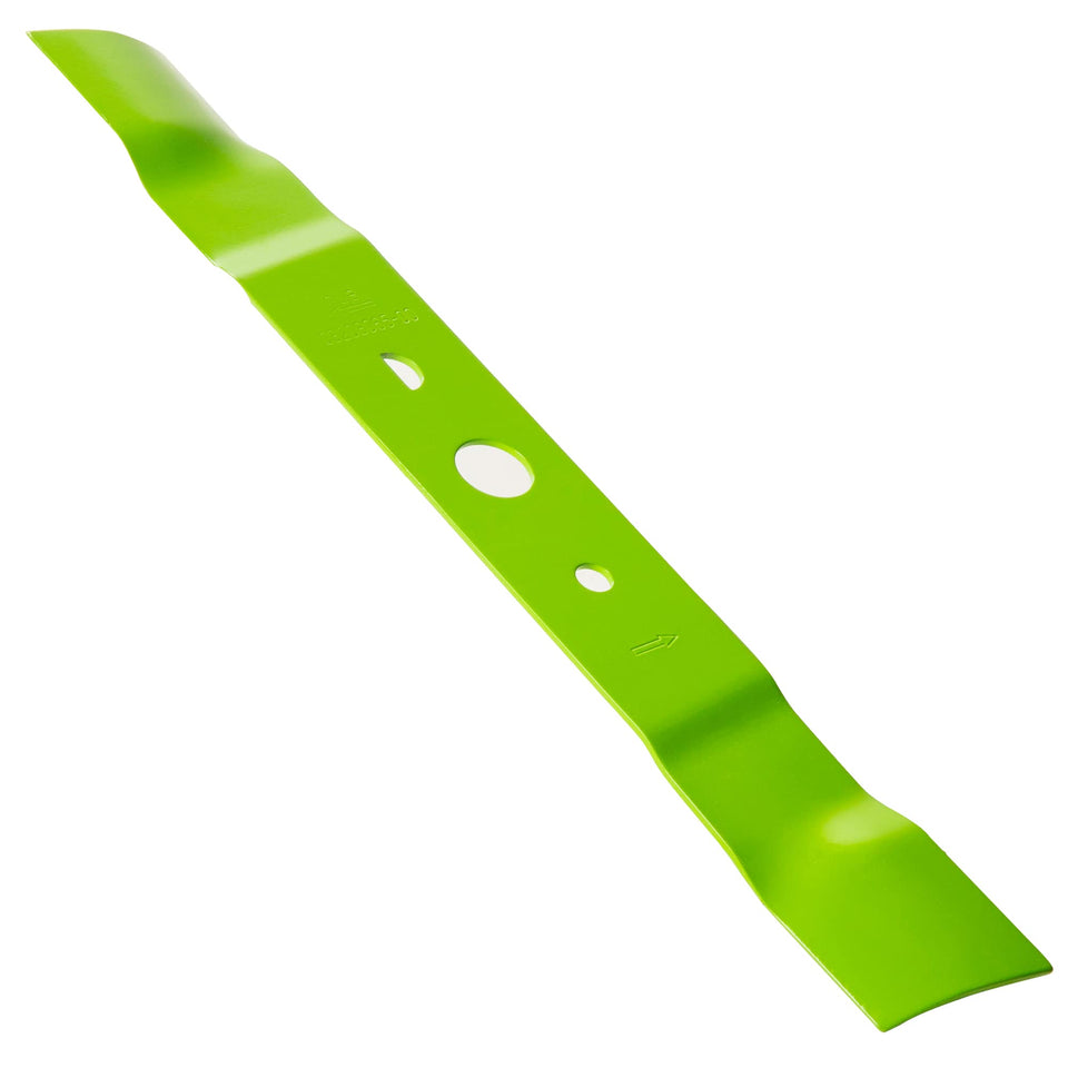 GreenWorks 17-inch replacement blade with sharp edge for cleaner cuts.