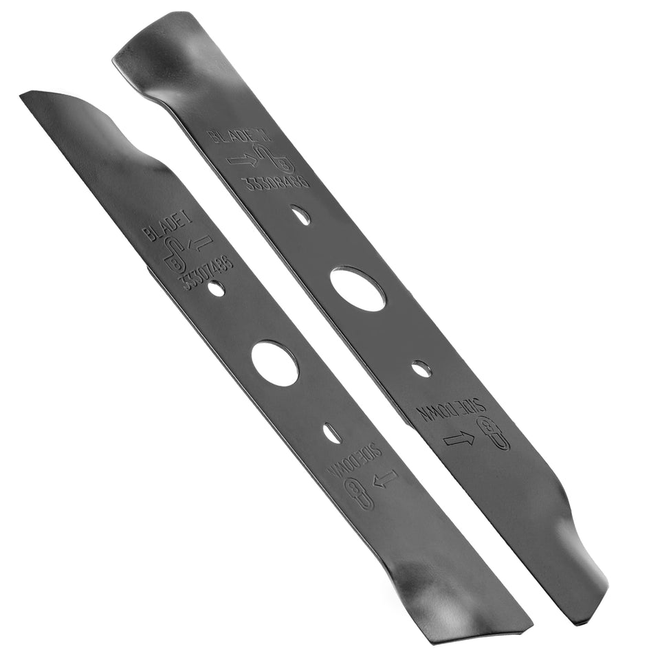 Greenworks replacement blades for Twin Force 25302, right and left pairing for balanced cutting.