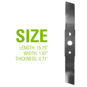 Greenworks replacement blade side view highlighting durability for long-lasting mowing
