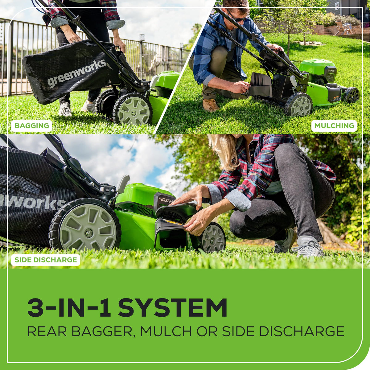 Greenworks Smart Pace self-propelled system matches your walking speed
