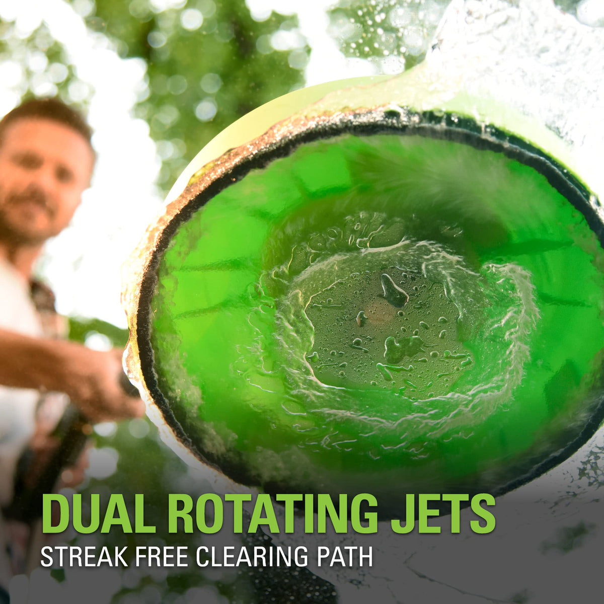 GreenWorks eleven-inch surface cleaner attachment in top view for uniform coverage