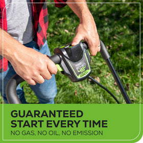 Greenworks 12-inch trimmer with auto-feed spool for easy edging.