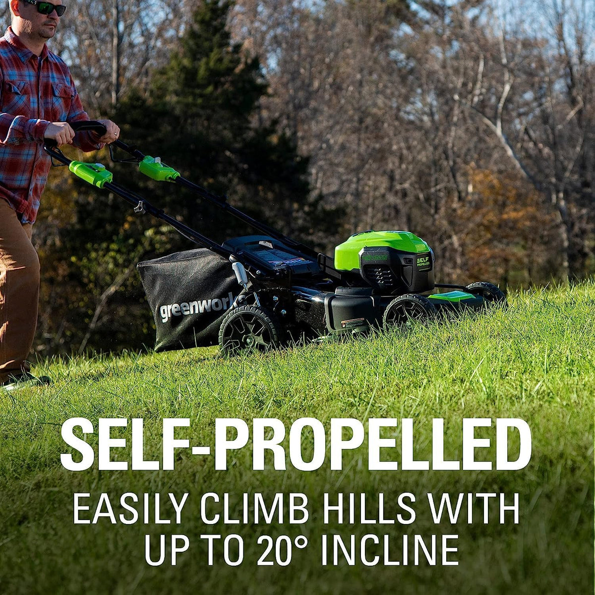 Greenworks trimmer in edging mode with 90-degree pivot head