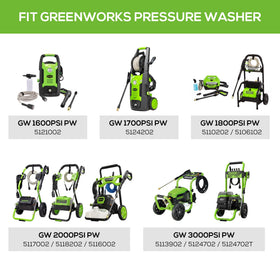 Greenworks attachment showing universal compatibility with Greenworks washers.