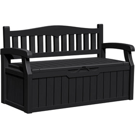 Greesum 80-gallon outdoor storage bench front view showing ample seating and hidden storage.