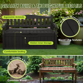 Greesum 80-gallon bench seat-detail shows padded cushion for immediate outdoor comfort.
