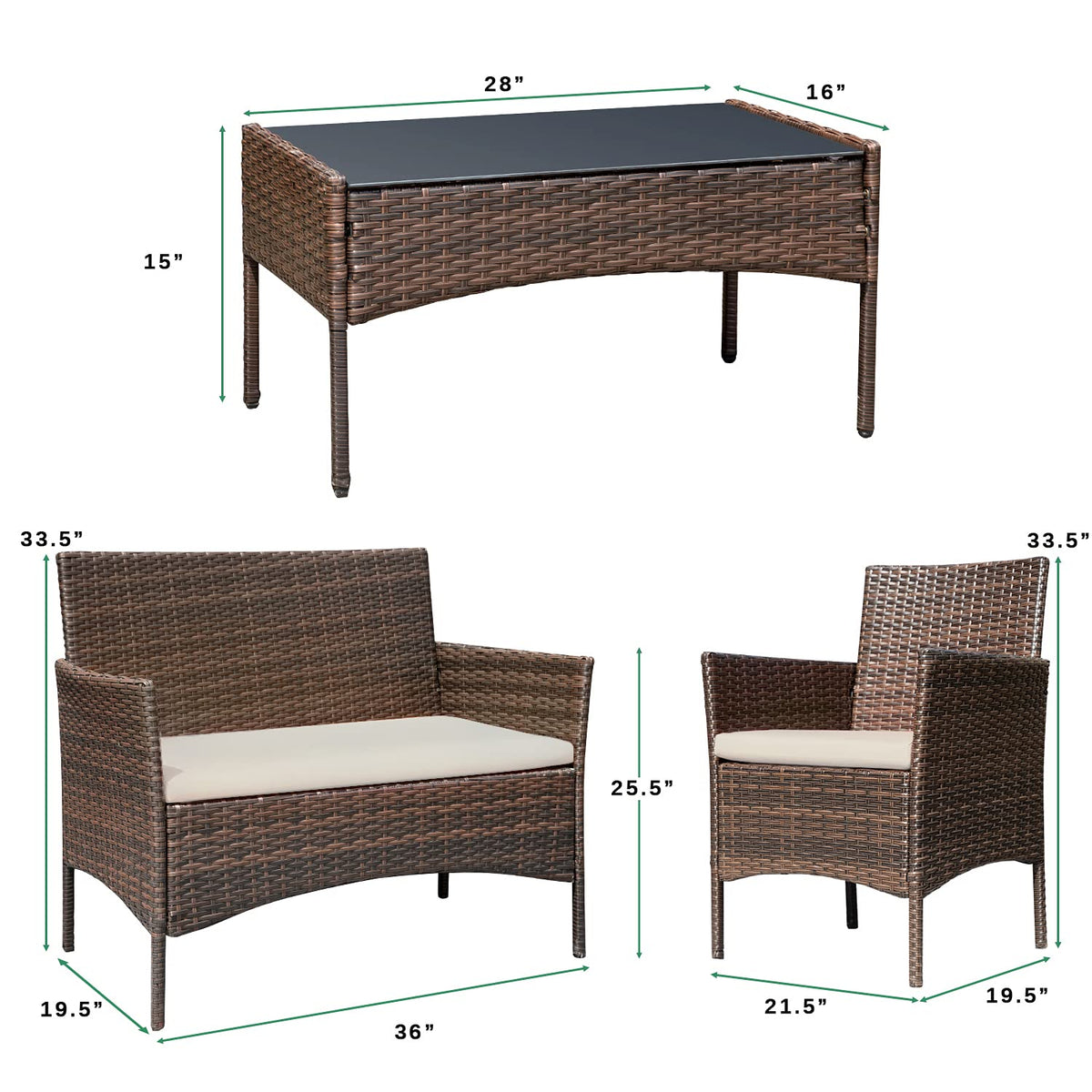 Versatile outdoor set ideal for balcony, patio, or poolside.