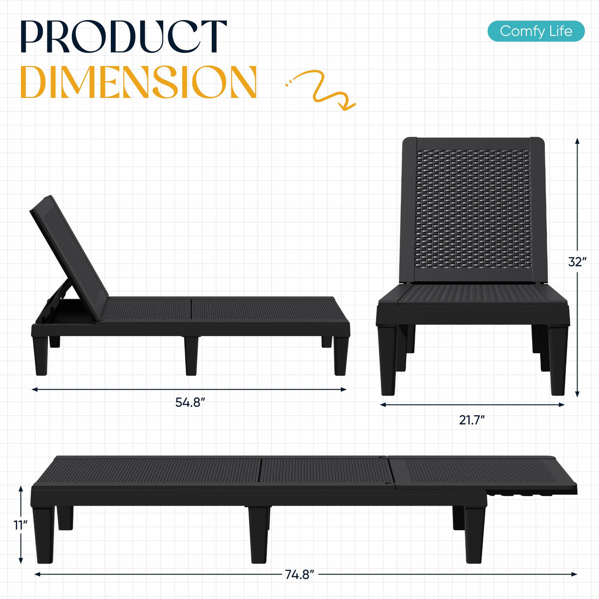 Greesum chaise lounge ideal for pool, beach, or patio use