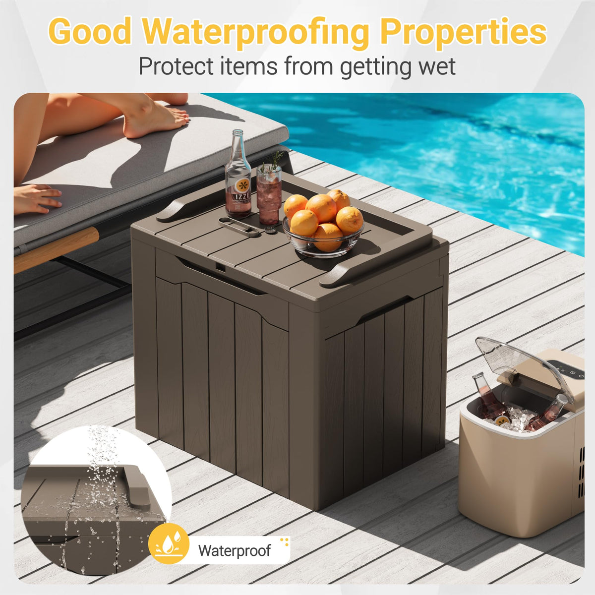 Greesum deck box features lockable holes for added security.