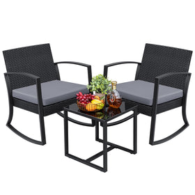 Greesum rocking chairs outdoor lounging in light gray.