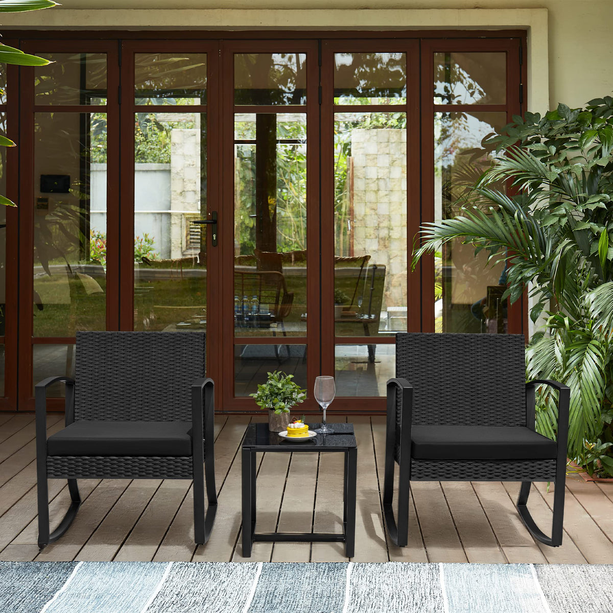 Greesum outdoor furniture set packaged for simple setup.