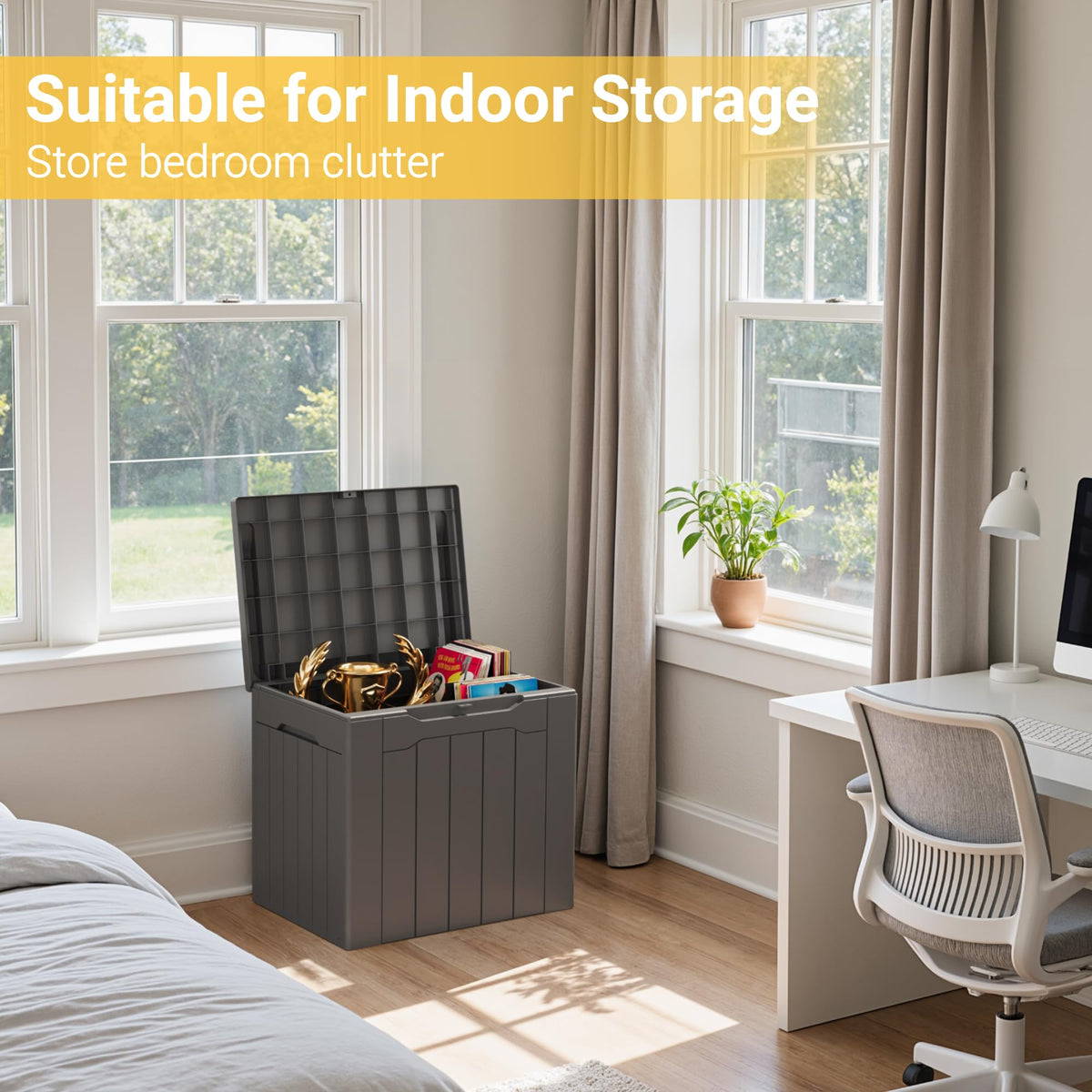 Greesum lockable holes for secure outdoor storage with lid