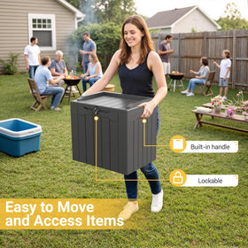 Greesum deck box UV-resistant to protect contents from sun exposure