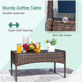 Greesum glass-top coffee table adds convenient surface space.