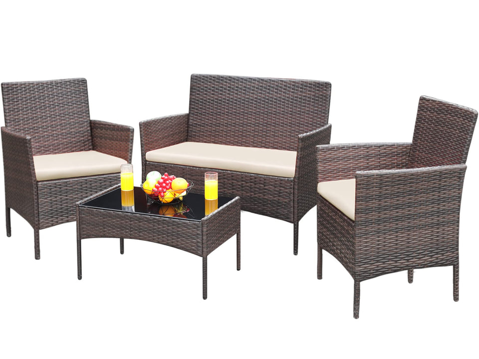 Greesum 4-piece patio set featuring wicker construction for stylish outdoor lounging.