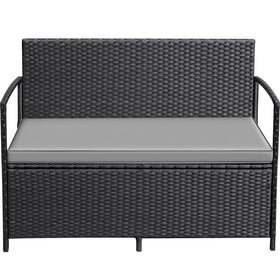 Greesum patio loveseat in black PE rattan offers stylish two-person seating.