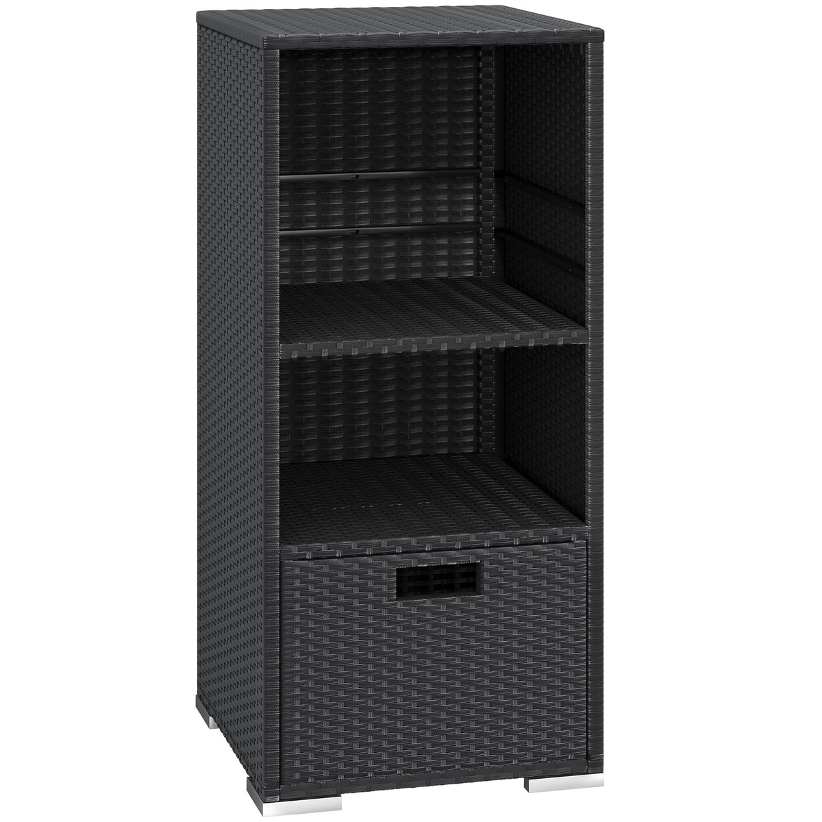 Greesum Rattan Storage Shed with outdoor towel rack for poolside organization