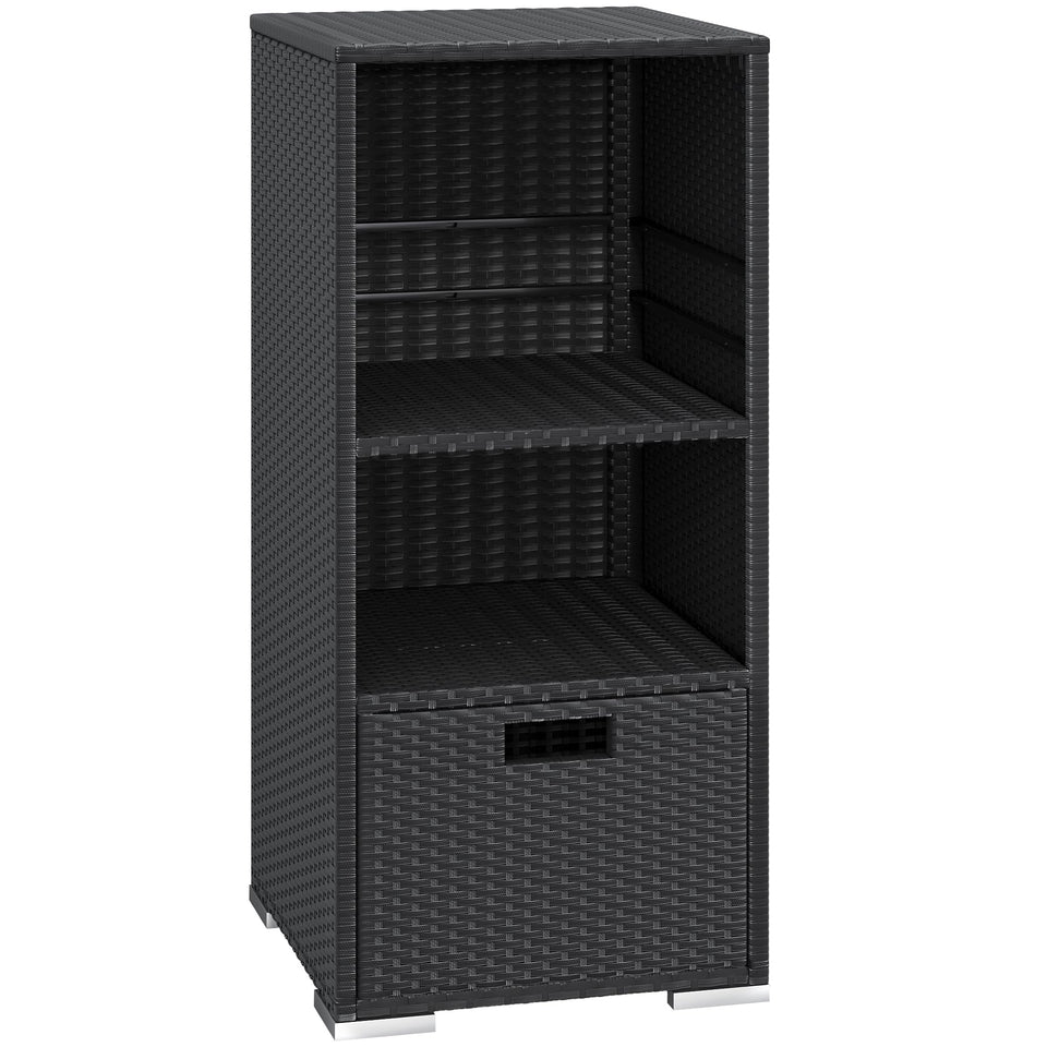 Greesum Rattan Storage Shed with outdoor towel rack for poolside organization