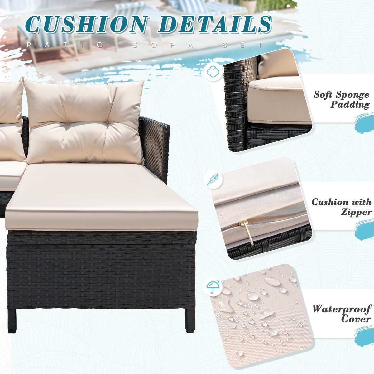 Greesum UV-resistant PE rattan resists sun and rain