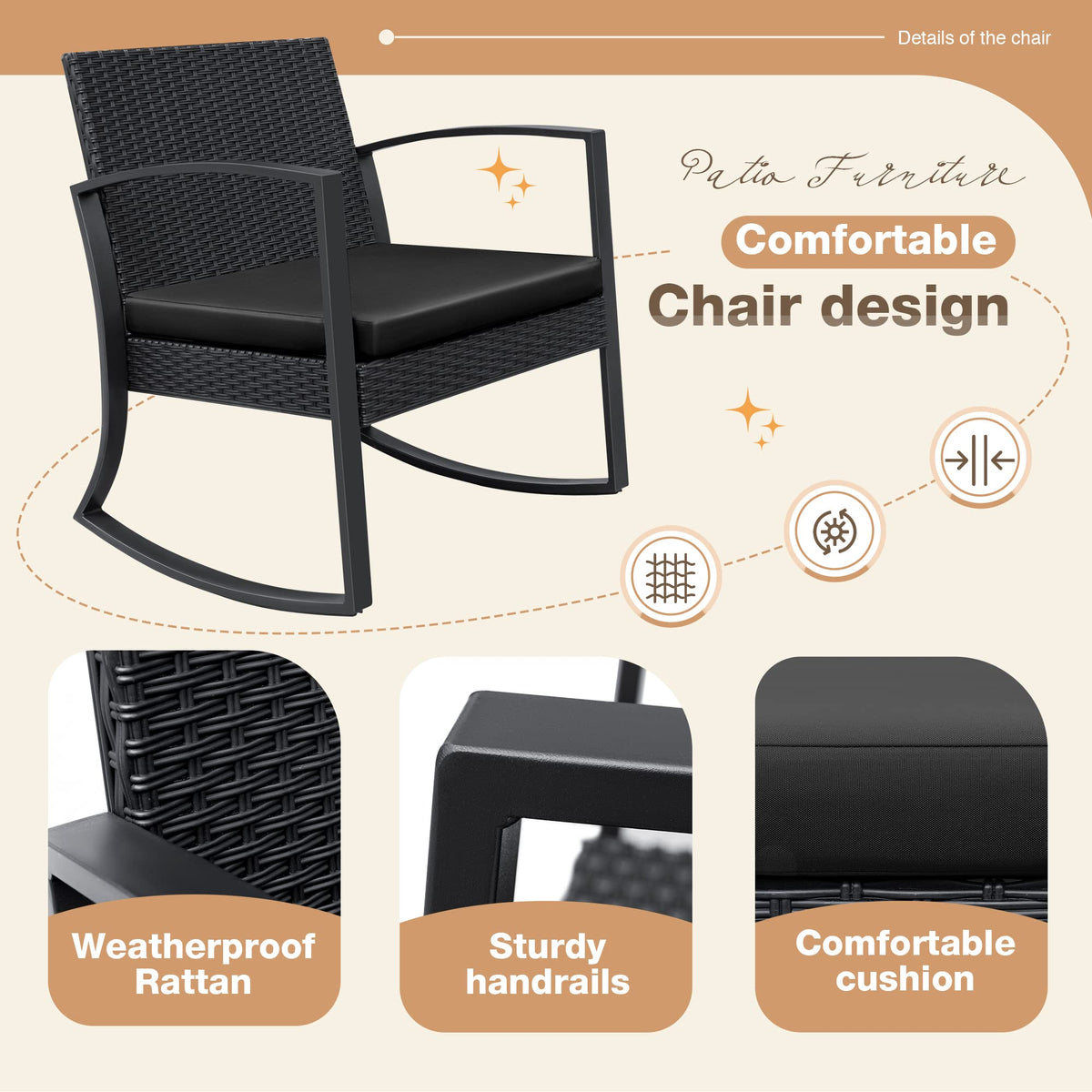 Greesum weather-resistant wicker for fade-free outdoor lounging.
