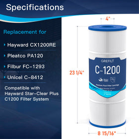Grefilt C1200 outside-diameter reference image for correct fit.