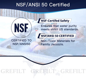 Grefilt NSF-certified materials ensure safer spa water and peace of mind.