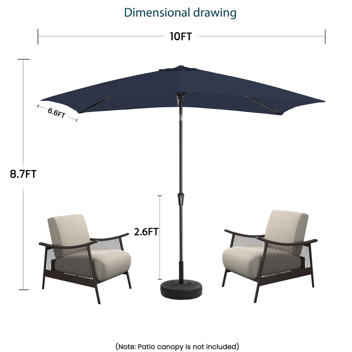 GREFORG navy umbrella complements any outdoor space.
