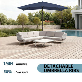 GREFORG six ribs provide strong, wind-resistant support.