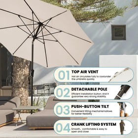 GREFORG beige umbrella shaded poolside setups for relaxed outdoor moments.
