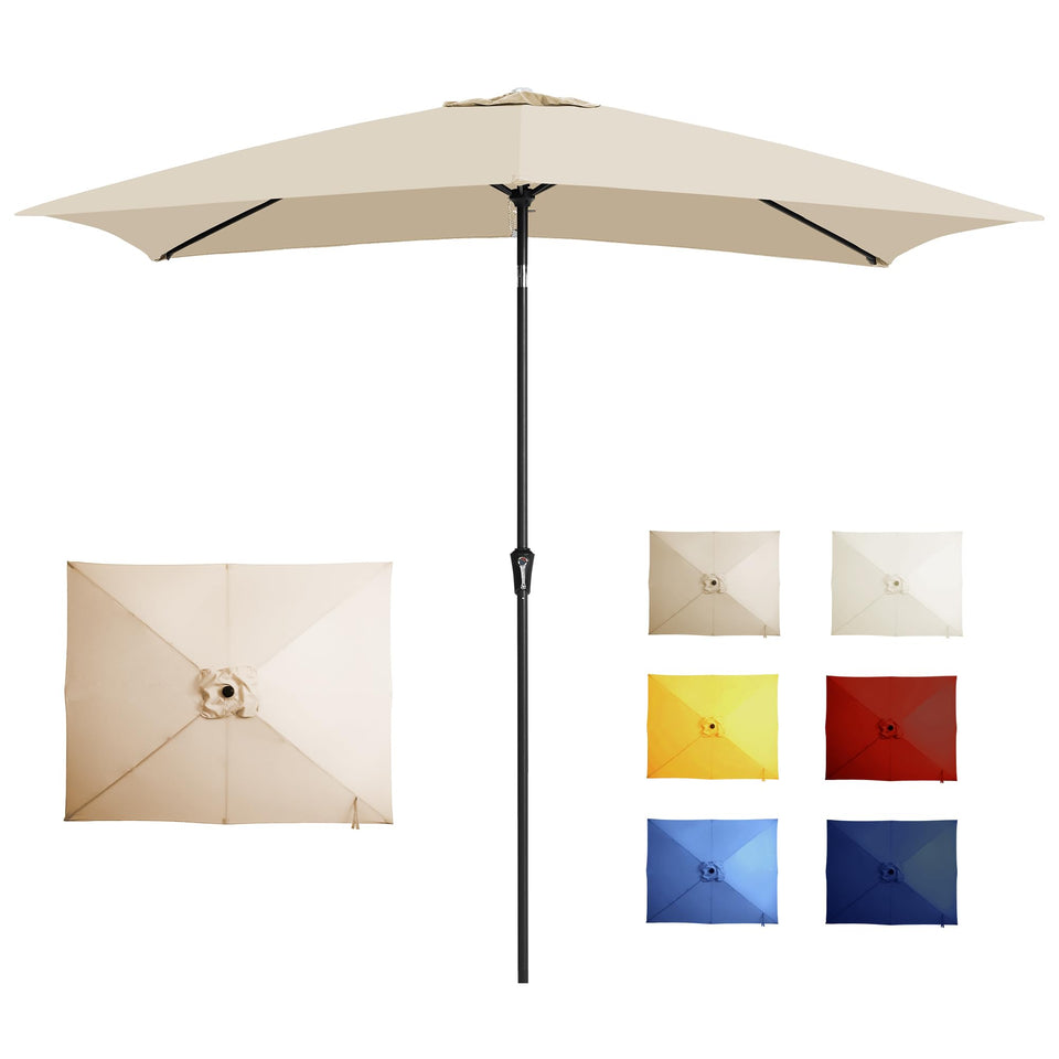 GREFORG 6.5x10ft rectangular canopy shades a 3-4 person table.