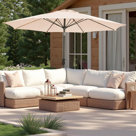GREFORG 9ft umbrella shows smooth open close with a convenient crank.