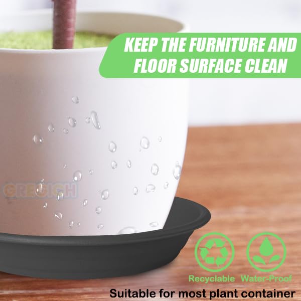 GREGICH 8-inch plant saucer side view provides sturdy drainage.