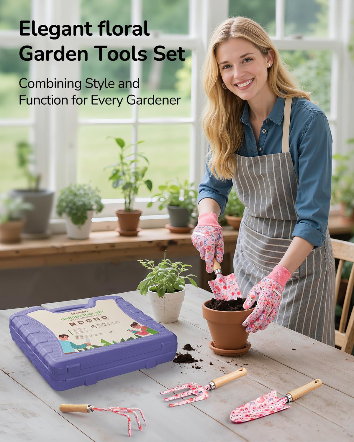 Grenebo 12-piece kit in action promotes confident planting and weeding sessions.