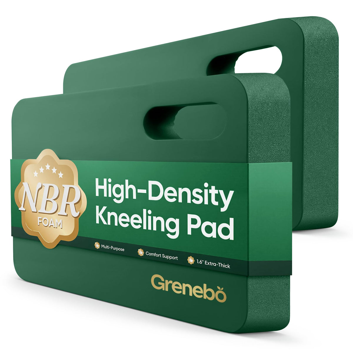 Grenebo 2-pack kneeling pads in green for garden comfort and easy storage