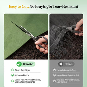 Grenebo easy-cut weed barrier for precise sizing without fraying.